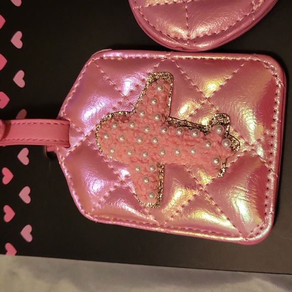 Luggage 2pc tags quilted heart and - Picture 3 of 6